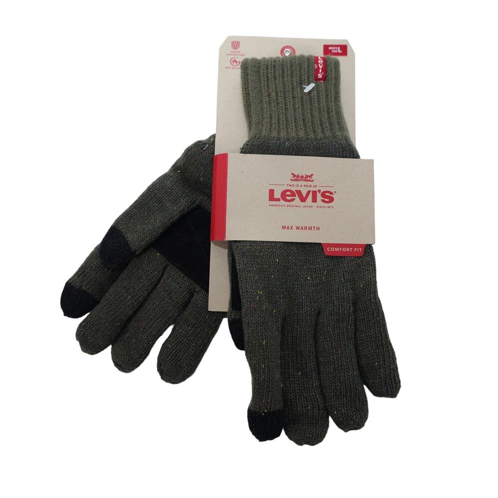 Levi’s Men’s Easy Texting Knit Winter Gloves – Large – Olive Green – NWT